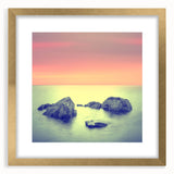 Contemporary Minimalist Nature Art – Soft Sunset Coastal Rock Print