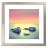 Contemporary Minimalist Nature Art – Soft Sunset Coastal Rock Print