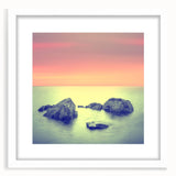 Contemporary Minimalist Nature Art – Soft Sunset Coastal Rock Print