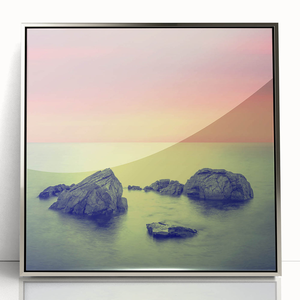 Contemporary Minimalist Nature Art – Soft Sunset Coastal Rock Print
