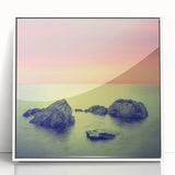 Contemporary Minimalist Nature Art – Soft Sunset Coastal Rock Print
