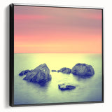 Contemporary Minimalist Nature Art – Soft Sunset Coastal Rock Print