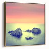 Contemporary Minimalist Nature Art – Soft Sunset Coastal Rock Print