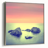 Contemporary Minimalist Nature Art – Soft Sunset Coastal Rock Print