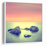 Contemporary Minimalist Nature Art – Soft Sunset Coastal Rock Print