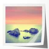 Contemporary Minimalist Nature Art – Soft Sunset Coastal Rock Print