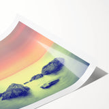 Contemporary Minimalist Nature Art – Soft Sunset Coastal Rock Print