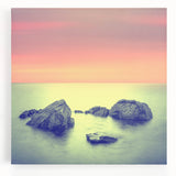 Contemporary Minimalist Nature Art – Soft Sunset Coastal Rock Print