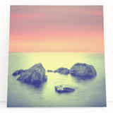 Contemporary Minimalist Nature Art – Soft Sunset Coastal Rock Print
