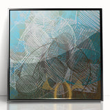 Geometric Moody Modern Wall Art – Abstract Canvas in Blue & Green