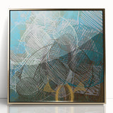 Geometric Moody Modern Wall Art – Abstract Canvas in Blue & Green