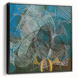 Geometric Moody Modern Wall Art – Abstract Canvas in Blue & Green