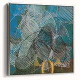 Geometric Moody Modern Wall Art – Abstract Canvas in Blue & Green