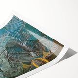 Geometric Moody Modern Wall Art – Abstract Canvas in Blue & Green