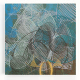 Geometric Moody Modern Wall Art – Abstract Canvas in Blue & Green