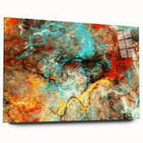 Geometric Abstract Art Prints – Chaotic Cyan & Firebrush Fusion