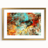 Geometric Abstract Art Prints – Chaotic Cyan & Firebrush Fusion