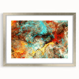 Geometric Abstract Art Prints – Chaotic Cyan & Firebrush Fusion