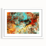 Geometric Abstract Art Prints – Chaotic Cyan & Firebrush Fusion