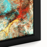 Geometric Abstract Art Prints – Chaotic Cyan & Firebrush Fusion