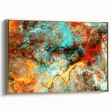 Geometric Abstract Art Prints – Chaotic Cyan & Firebrush Fusion