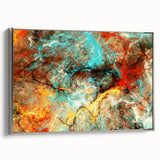 Geometric Abstract Art Prints – Chaotic Cyan & Firebrush Fusion