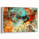 Geometric Abstract Art Prints – Chaotic Cyan & Firebrush Fusion