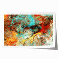 Geometric Abstract Art Prints – Chaotic Cyan & Firebrush Fusion