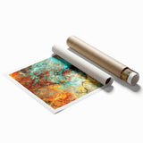 Geometric Abstract Art Prints – Chaotic Cyan & Firebrush Fusion