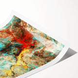 Geometric Abstract Art Prints – Chaotic Cyan & Firebrush Fusion