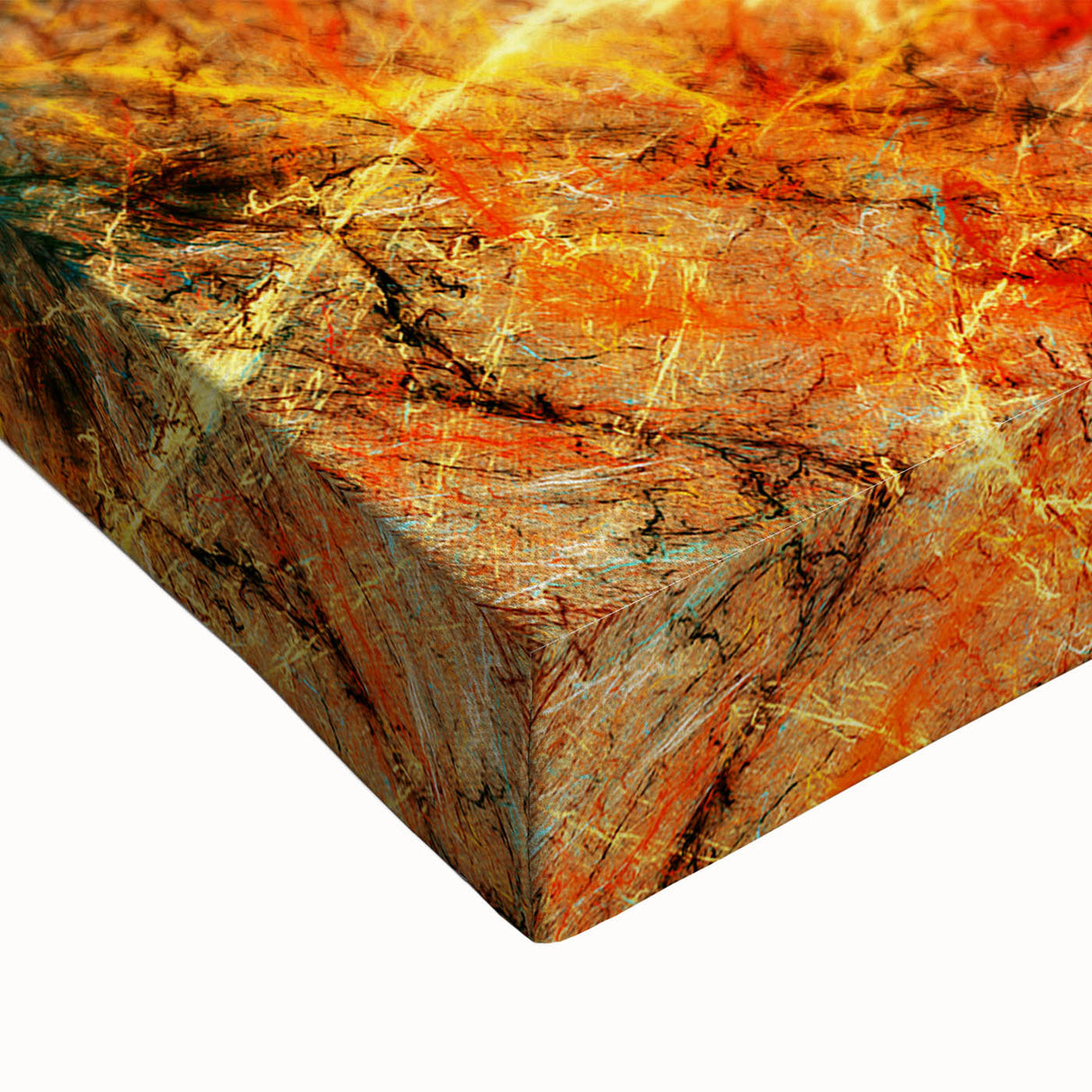 Geometric Abstract Art Prints – Chaotic Cyan & Firebrush Fusion