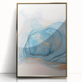 Premium Abstract Art Pieces – Sky Blue & Gold Luxury Canvas