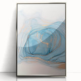Premium Abstract Art Pieces – Sky Blue & Gold Luxury Canvas