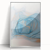 Premium Abstract Art Pieces – Sky Blue & Gold Luxury Canvas