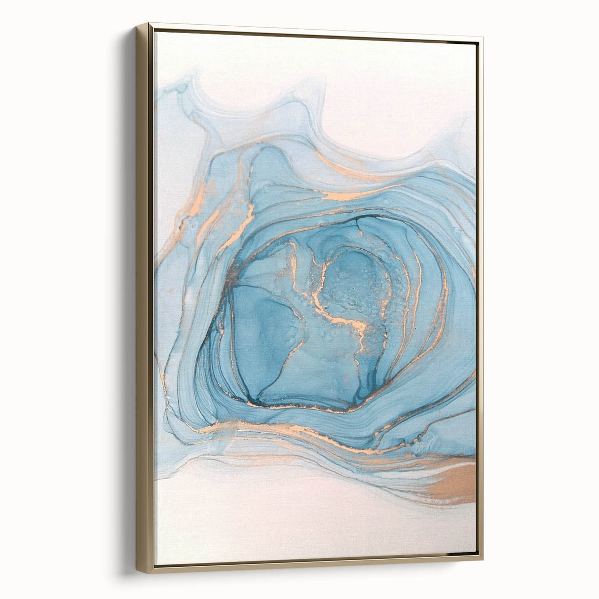 Premium Abstract Art Pieces – Sky Blue & Gold Luxury Canvas
