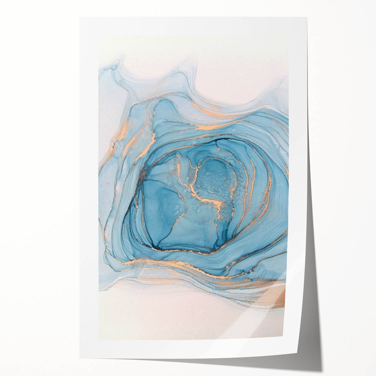 Premium Abstract Art Pieces – Sky Blue & Gold Luxury Canvas