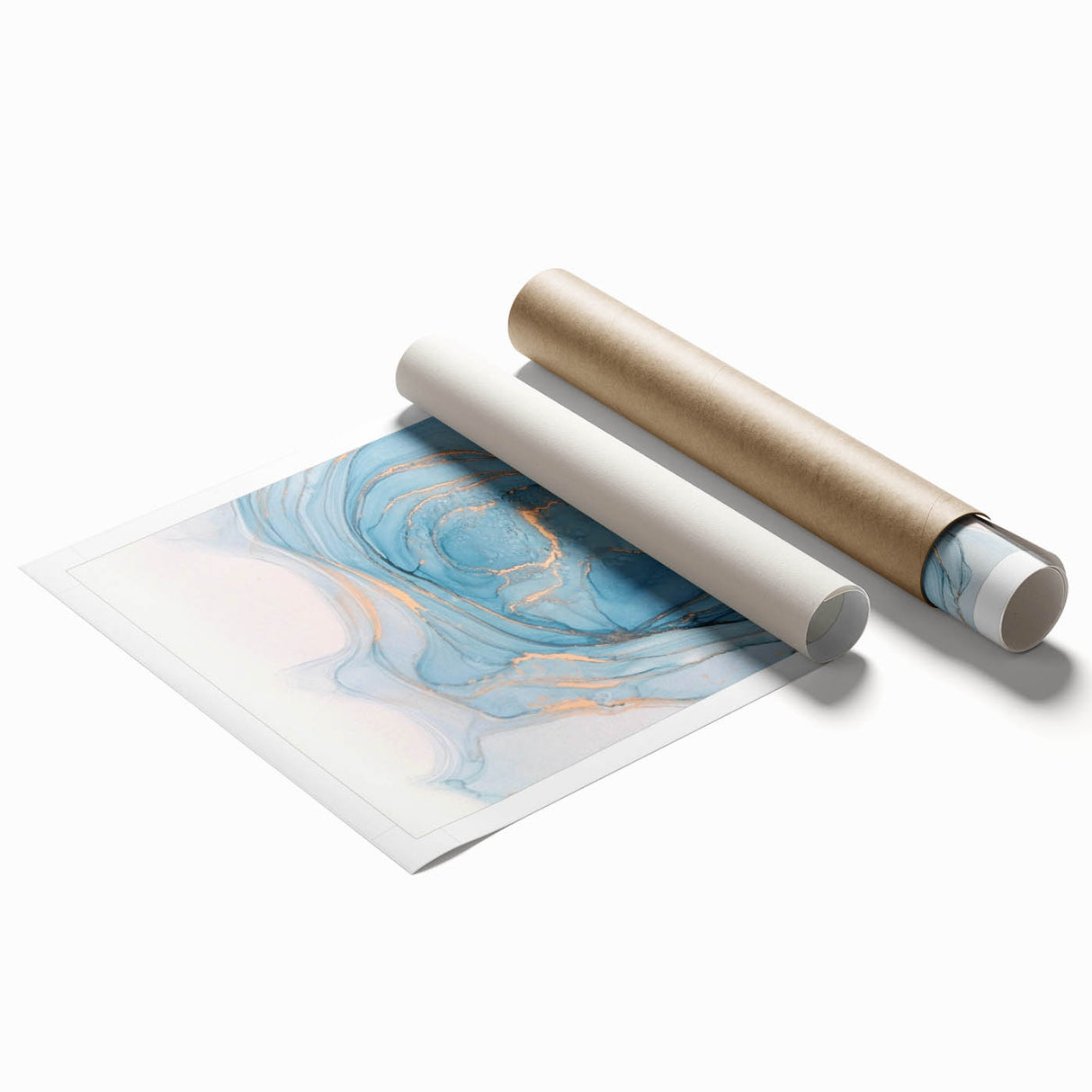 Premium Abstract Art Pieces – Sky Blue & Gold Luxury Canvas