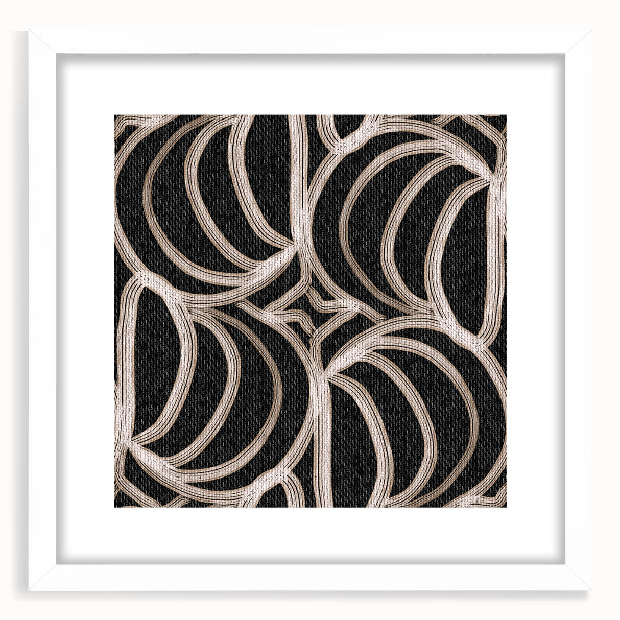Earthen Harmony Abstracts - Curved Line Art in Black and Beige