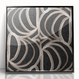 Earthen Harmony Abstracts - Curved Line Art in Black and Beige