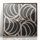 Earthen Harmony Abstracts - Curved Line Art in Black and Beige