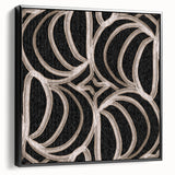 Earthen Harmony Abstracts - Curved Line Art in Black and Beige