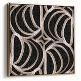 Earthen Harmony Abstracts - Curved Line Art in Black and Beige