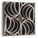Earthen Harmony Abstracts - Curved Line Art in Black and Beige