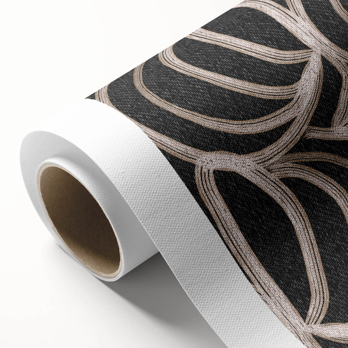 Earthen Harmony Abstracts - Curved Line Art in Black and Beige