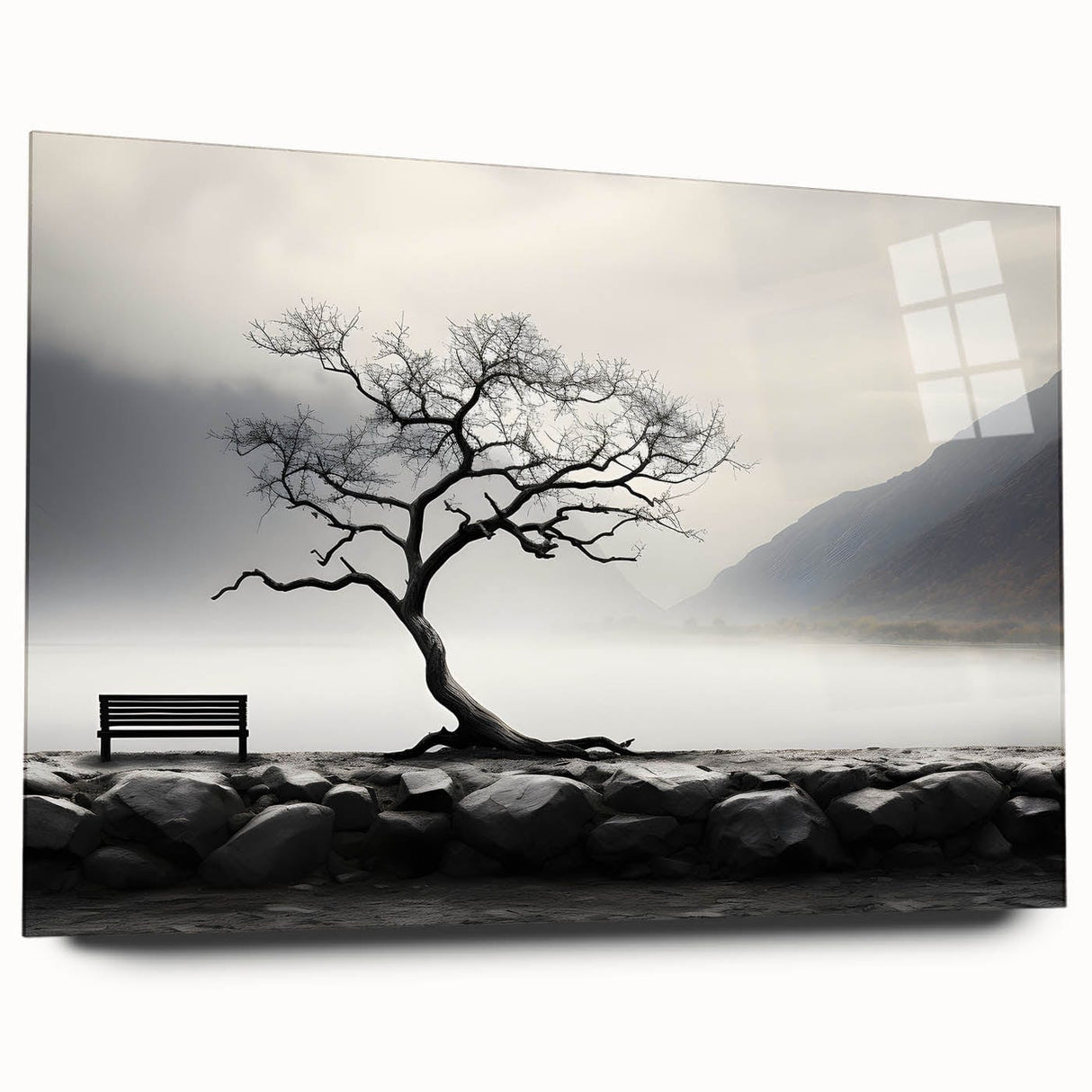Misty Lake Bench - Fine Art Photography Framed Prints