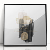 Abstract Geometric Framed Art – Black and Gold Minimalist Wall Print