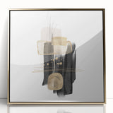Abstract Geometric Framed Art – Black and Gold Minimalist Wall Print
