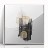 Abstract Geometric Framed Art – Black and Gold Minimalist Wall Print