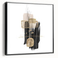 Abstract Geometric Framed Art – Black and Gold Minimalist Wall Print