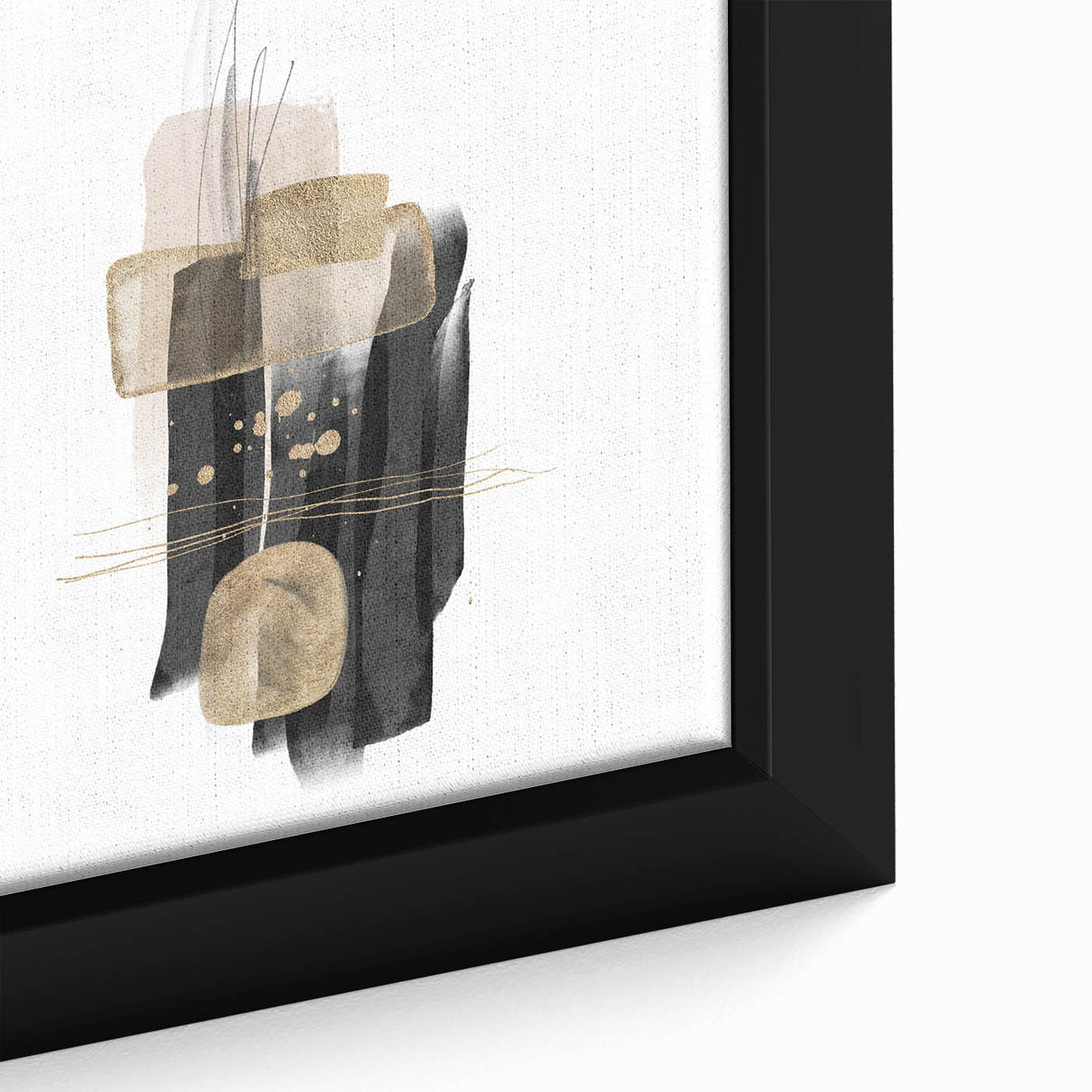 Abstract Geometric Framed Art – Black and Gold Minimalist Wall Print